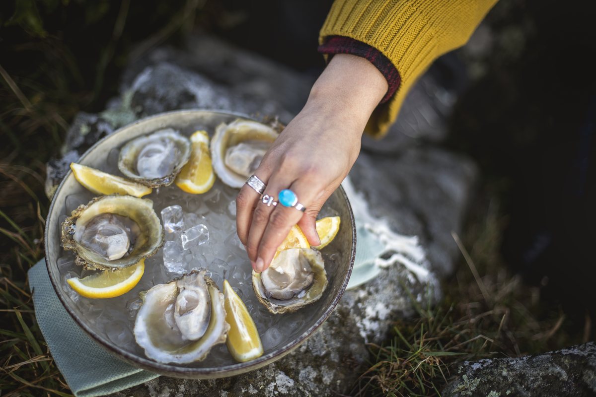 Bluff oysters served on ice, Southland