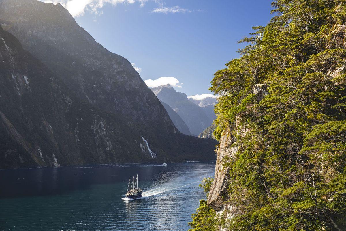 Mitre Peak rising over Milford Sound, Fiordland