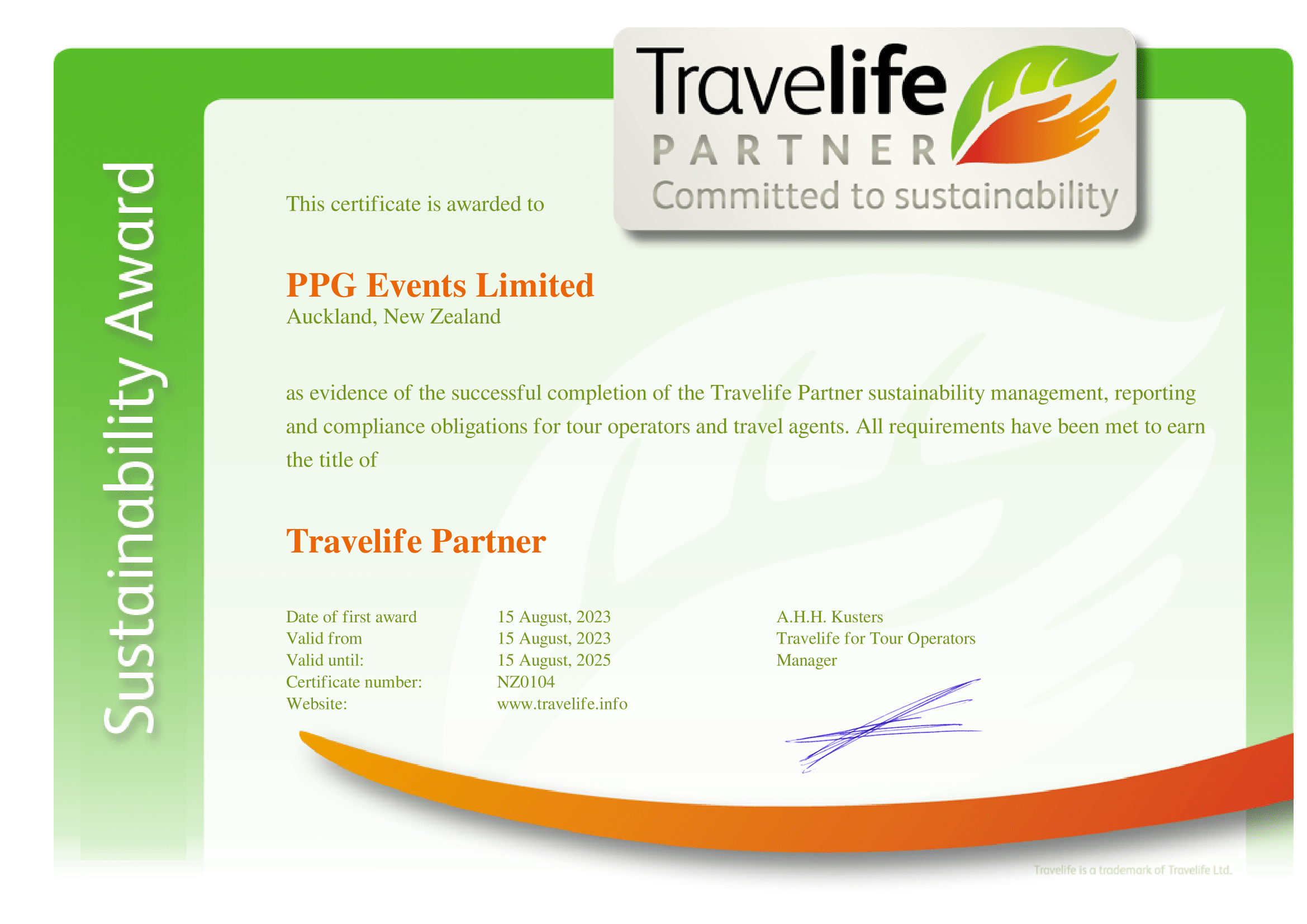 Certificat commited to sustainability